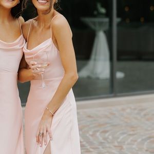 Light Pink Strappy Draped Gown Fame and Partners